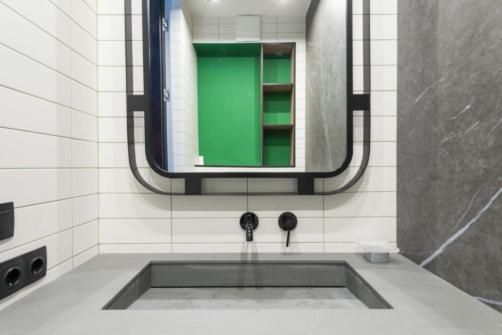 Bathroom exhaust fan and wall timer switch in a standard home bathroom