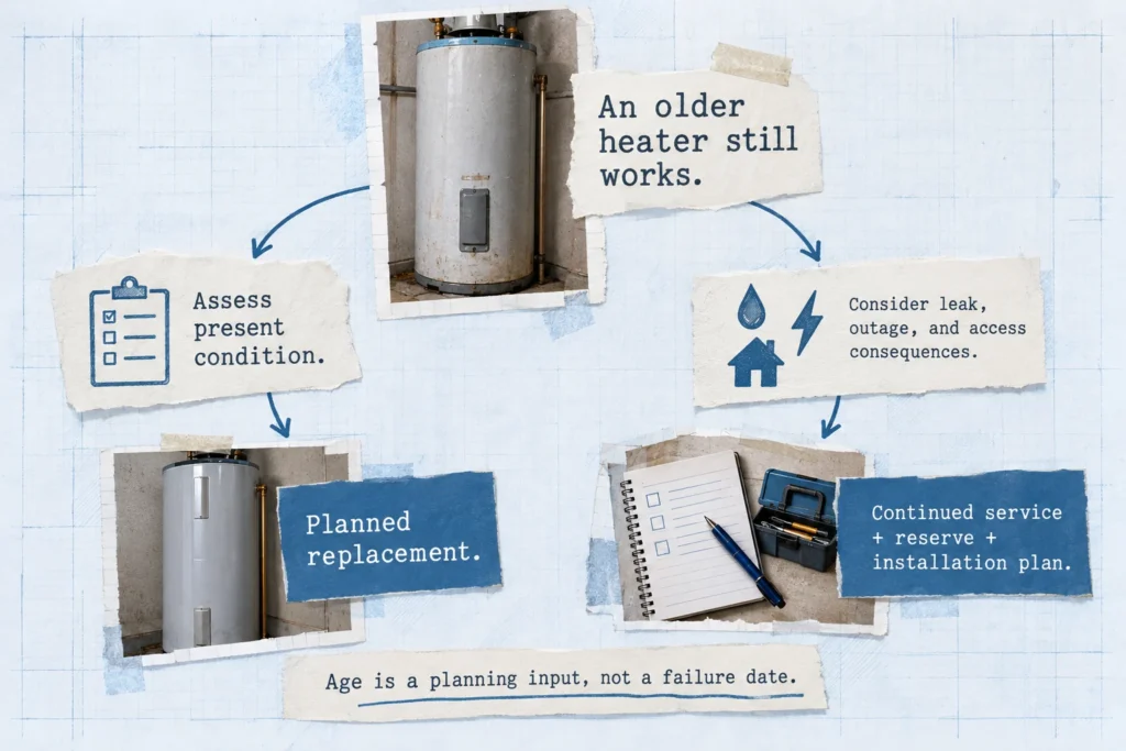 Replacement timing depends on present condition and household consequences, with planning required whether replacing or waiting.